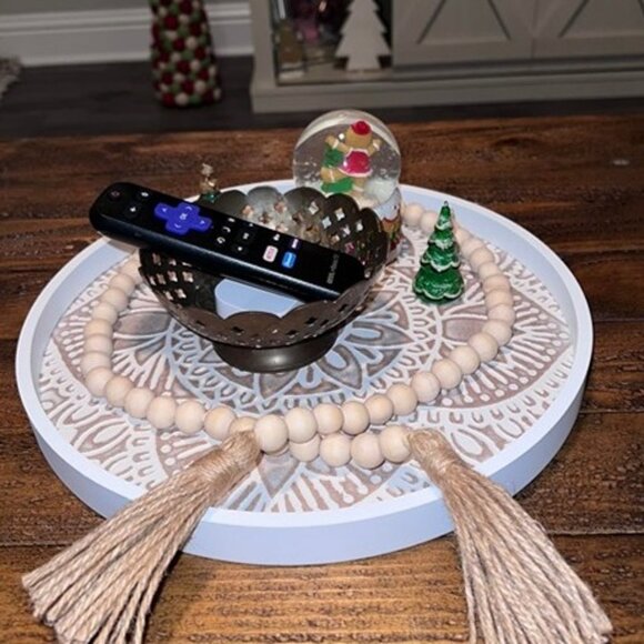 NEW Decorative Serving Tray Round: Farmhouse Coffee Table Tray - Picture 6 of 8